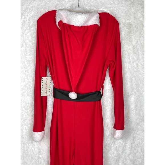 NWT Derek Heart Women's XL Santa Suit with Hat Zip Front Black Belt Faux Sherpa - Picture 6 of 8